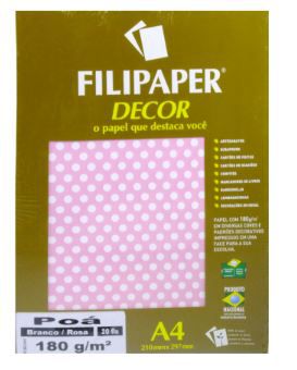 Papel Decor 180g 20f Poa Branco/rosa - Filipaper