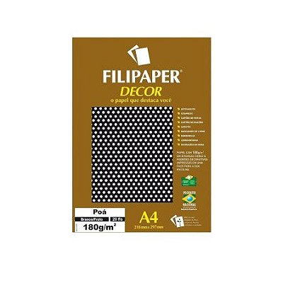 Papel Decor Poa Branco/preto 20fls 180gr - Filipe