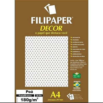 Papel Decor Poa Bra/prata 20fls 180gr - Filipe