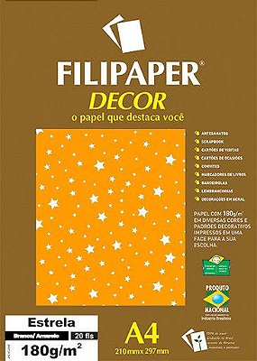 Papel Decor Estrela Branco/am 20fls 180gr - Filipe