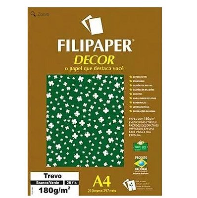 Papel A4 180g Decor Trevo Br/vd 20fls -filipa