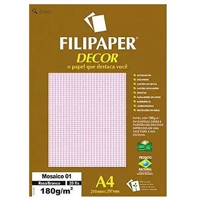 Papel A4 180g Decor Mosaico Rs/br 20fls -filipaper