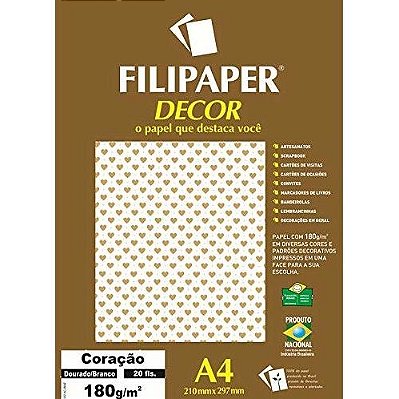 Papel Decor Coracao Bra/dou 20fls 180gr - Filipers