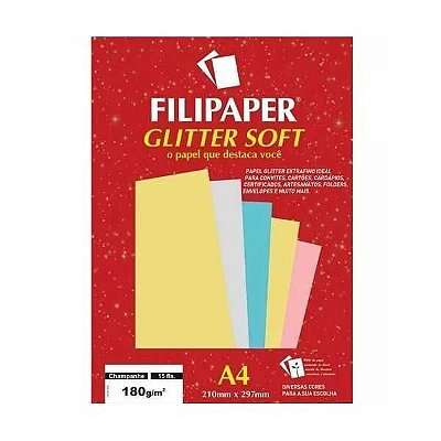 Papel A4 180g 15f Glitter Soft Champanhe-filipaper