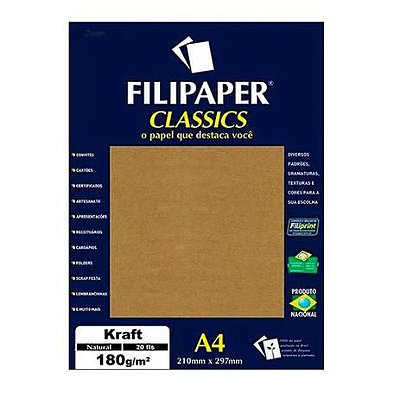 Filipaper A4 180g 20f Kraft Natural - Filipaper