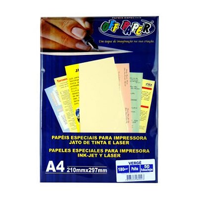 Papel Verge A4 180g 50f Palha - Offpaper