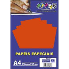 Papel A4 180g 20f Neon Laranja - Off Paper