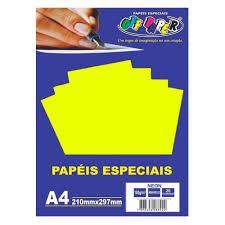 Papel A4 180g 20f Neon Amarelo - Off Paper