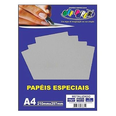 Papel A4 150g 15f Metalizado Prata - Off Paper