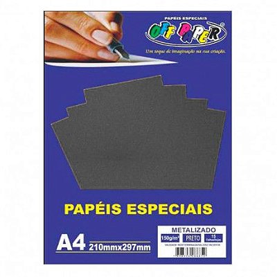 Papel A4 150g 15f Metalizado Preto - Off Paper