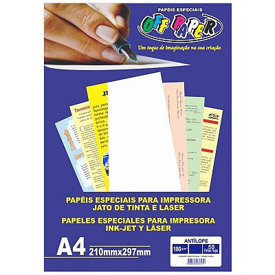 Papel Antilope A4 180g 50f Azul - Offpaper
