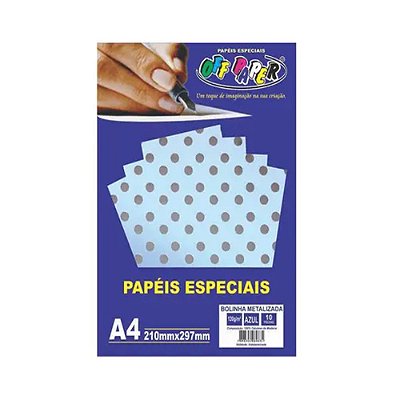 Papel A4 120g 10f Metalizado Poa Azul - Offpaper