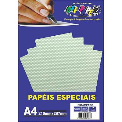 Papel A4 180g 10f Estampado Poa Azul - Offpaper