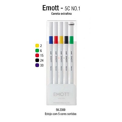 Estojo C/5 Canetas Emott 0,4mm Vivid Colors - Uni