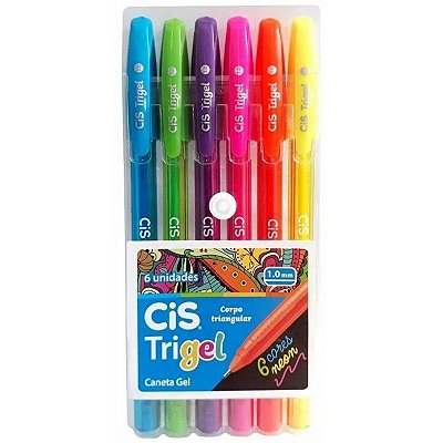 Estojo C/6 Caneta 1,0mm Trigel Neon - Cis