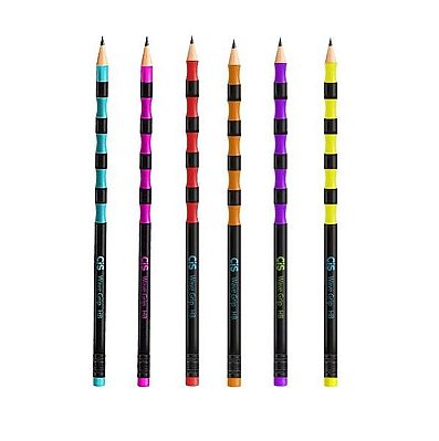 Lapis Preto C/borracha Hb Wave Grip Sortido - Cis