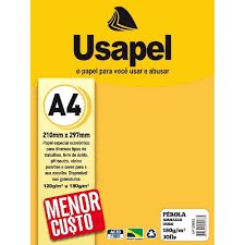Papel Perola A4 180g/m2 30f Amarelo Ouro - Usapel
