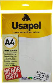 Papel Perola A4 180g/m2 30f Prata - Usapel