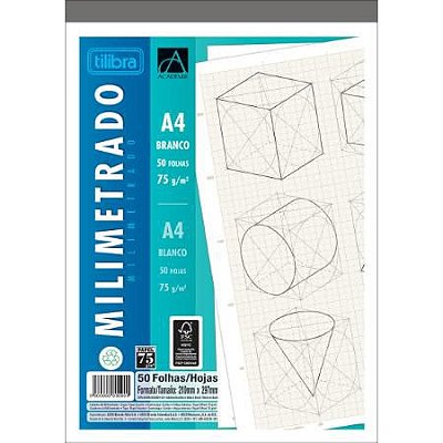 Caderno Coleg A4 75g 50f Milim Acad Bco - Tilibra