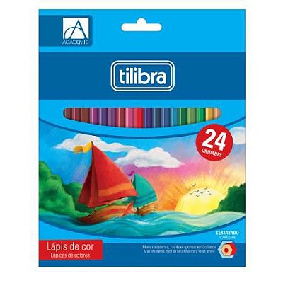 Lapis Cor 24 Cores Sextavado Academie - Tilibra