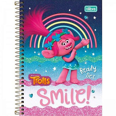 Caderno Esp Cd 1/4 80f Trolls - Tilibra