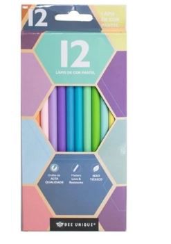Lapis De Cor Redondo 12 Cores Pastel - Bee