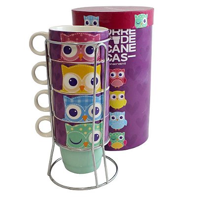 Torre De Caneca Bone China 250ml  Coruja - Zona