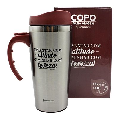 Copo Viagem 500ml Travel C/alca Atitude E   - Zona