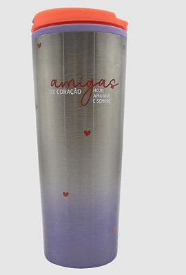 Copo Viagem 450ml Metal Amiga De Coracao - Zona