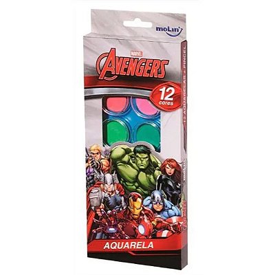 Aquarela 12 Cores + Pincel Avengers - Molin