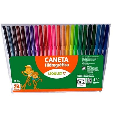 Caneta Hidrografica C/24 Cores Sortidas - Leo