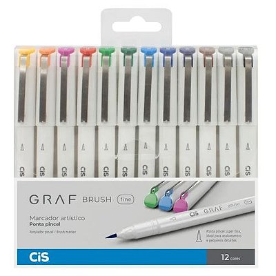 Estojo C/12 Marcador Graf Brush Fine Sortido - Cis