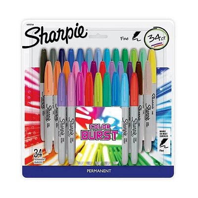 Blister C/34 Marcador Perm Fino Color Burs-sharpie