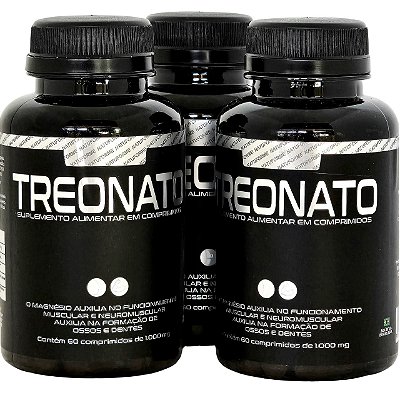 Kit 3 Magnésio L-Treonato. Memória e Disposição. 60c 1.000mg