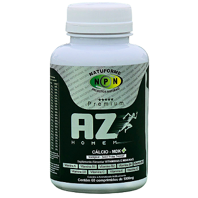 AZ HOMEM Natuforme multivitamínico A-Z + Cálcio Mdk. 60 comprimidos de 1g vitaminas e minerais vitalidade disposição e energia