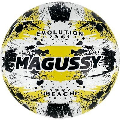 Bola Volei De Praia Evolution Preta/Amarela - PVC/PU - Magussy