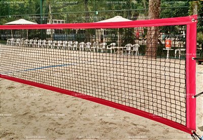 Rede Mult Sports (Beach Tennis, Volei Praia, Futvolei) 4 Faixas Vermelha - Master Rede