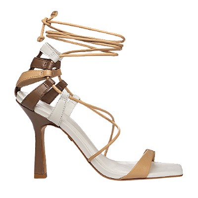 Carrano - Sandália Lace Up Mocha Salto Fino Couro