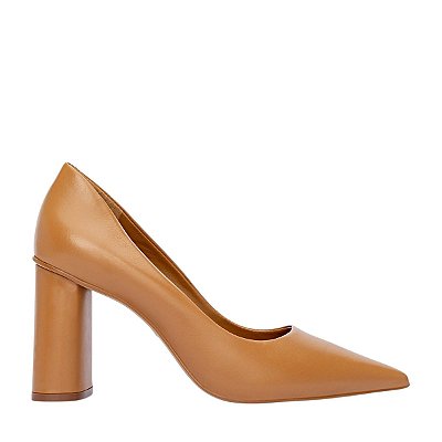 Carrano - Scarpin Emma Salto Oval Couro Marrom Desert Camel