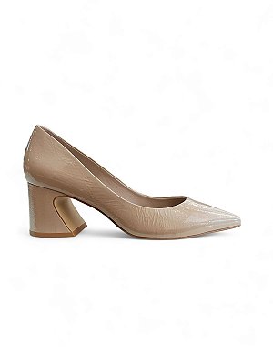 Carrano - Sapato Blanca Salto Wave Couro Verniz Crema