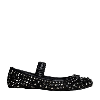 Carrano - Sapatilha Boneca Cristal Couro Preto