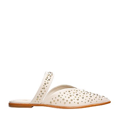 Carrano - Mule Flat Studs Couro Off White
