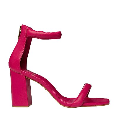 Carrano - Sandalia Puffy Tiras Salto Bloco Fucsia