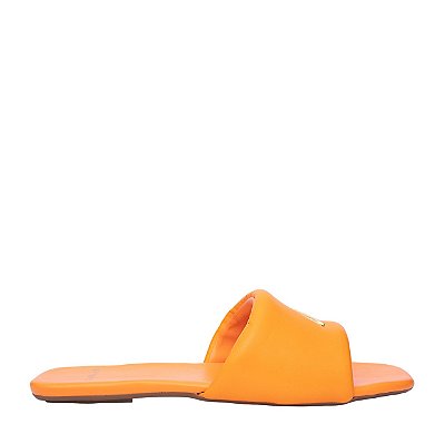 Carrano - Flat Slide Puffy Icon Couro Laranja