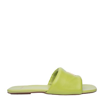 Carrano - Flat Slide Puffy Icon Couro Verde Lime Green