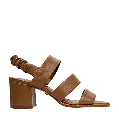 Carrano - Sandalia Triple Salto Bloco Couro Marrom Honey