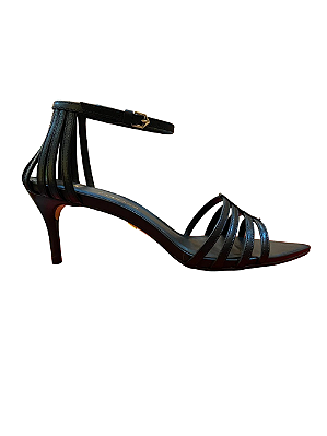 Carrano - Sandalia Straps Salto Medio Fino Couro Preto