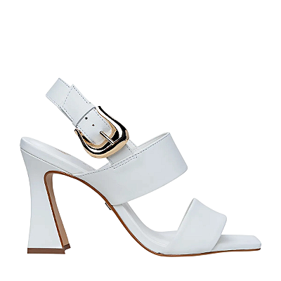 Carrano - Sandalia Maxi Tiras Salto Wave Couro Branco
