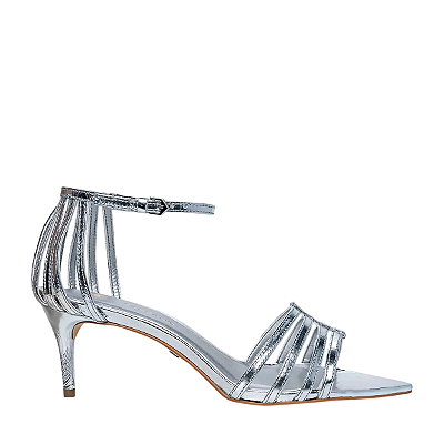 Carrano - Sandalia Straps Salto Medio Fino couro Spechio Prata