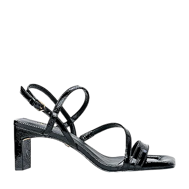 Carrano - Sandalia Curve Lines Salto Pilar Couro Verniz Preto